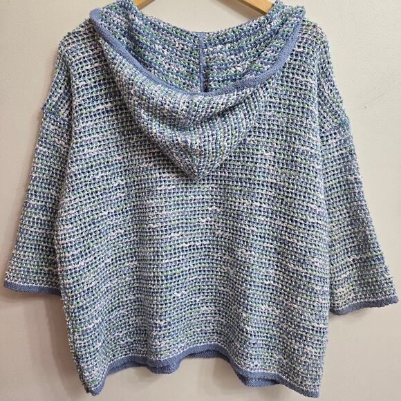 J. Jill Womens Coastal Boho Dropped Shoulder Boxy Open Knit Hoodie Sweater M - Picture 6 of 12